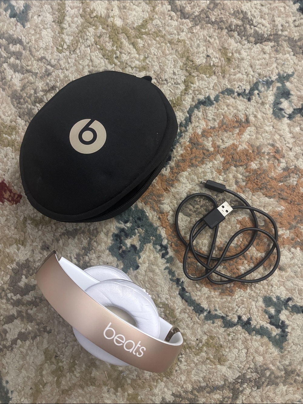 Beats Rose Gold On-Ear Headphones with Case and USB Cable
